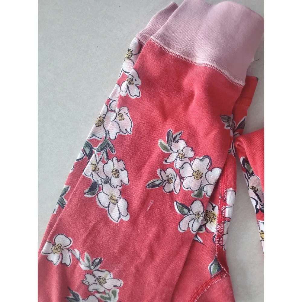 Hanna Andersson Pajama Set Pink Floral Organic Cotton Snug Fit Sleepwear Size 5